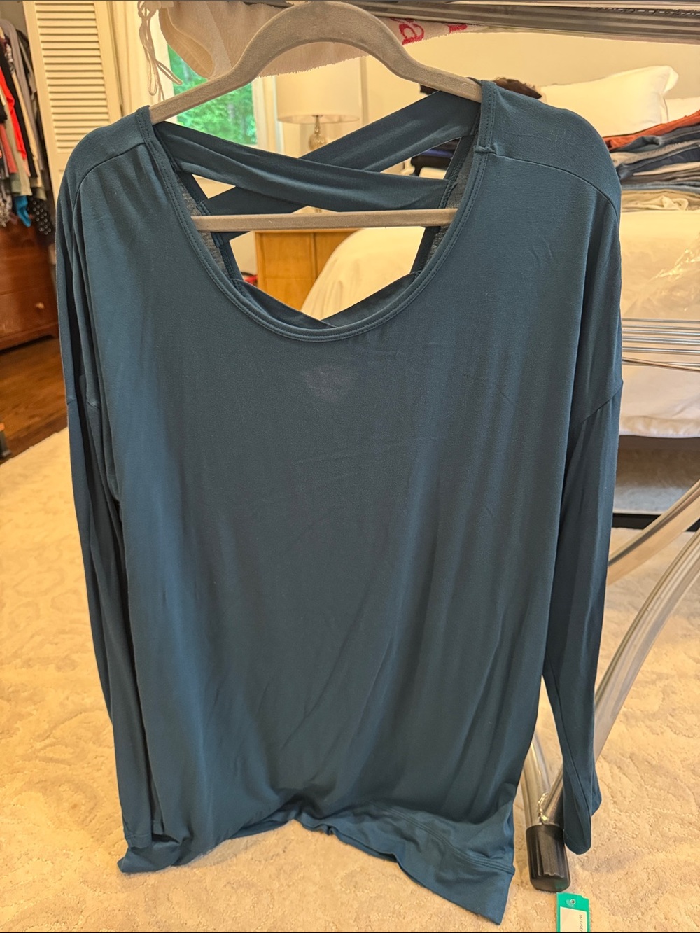 GAIAM Teal Crisscross Back Long Sleeve Top